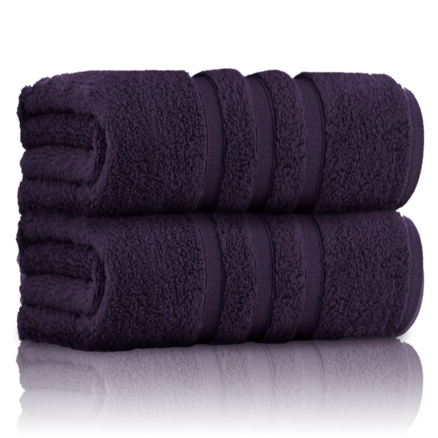 GC GAVENO CAVAILIA Pack of 2 Ultra Soft Super Absorbent Bath Sheets, 550 GSM 100% Cotton Line Texture Towels, Purple, 80x140 Cm