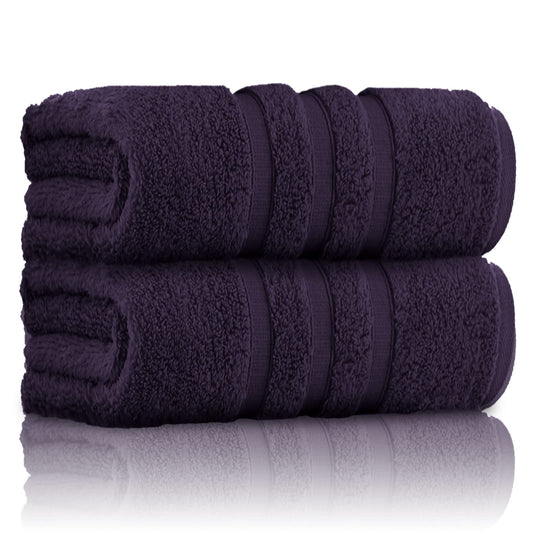 GC GAVENO CAVAILIA Pack of 2 Ultra Soft Super Absorbent Bath Sheets, 550 GSM 100% Cotton Line Texture Towels, Purple, 80x140 Cm
