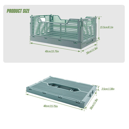 Vivikivi 2-Pack Collapsible Crates Storage Boxes, 40x30x15.5cm, Grey
