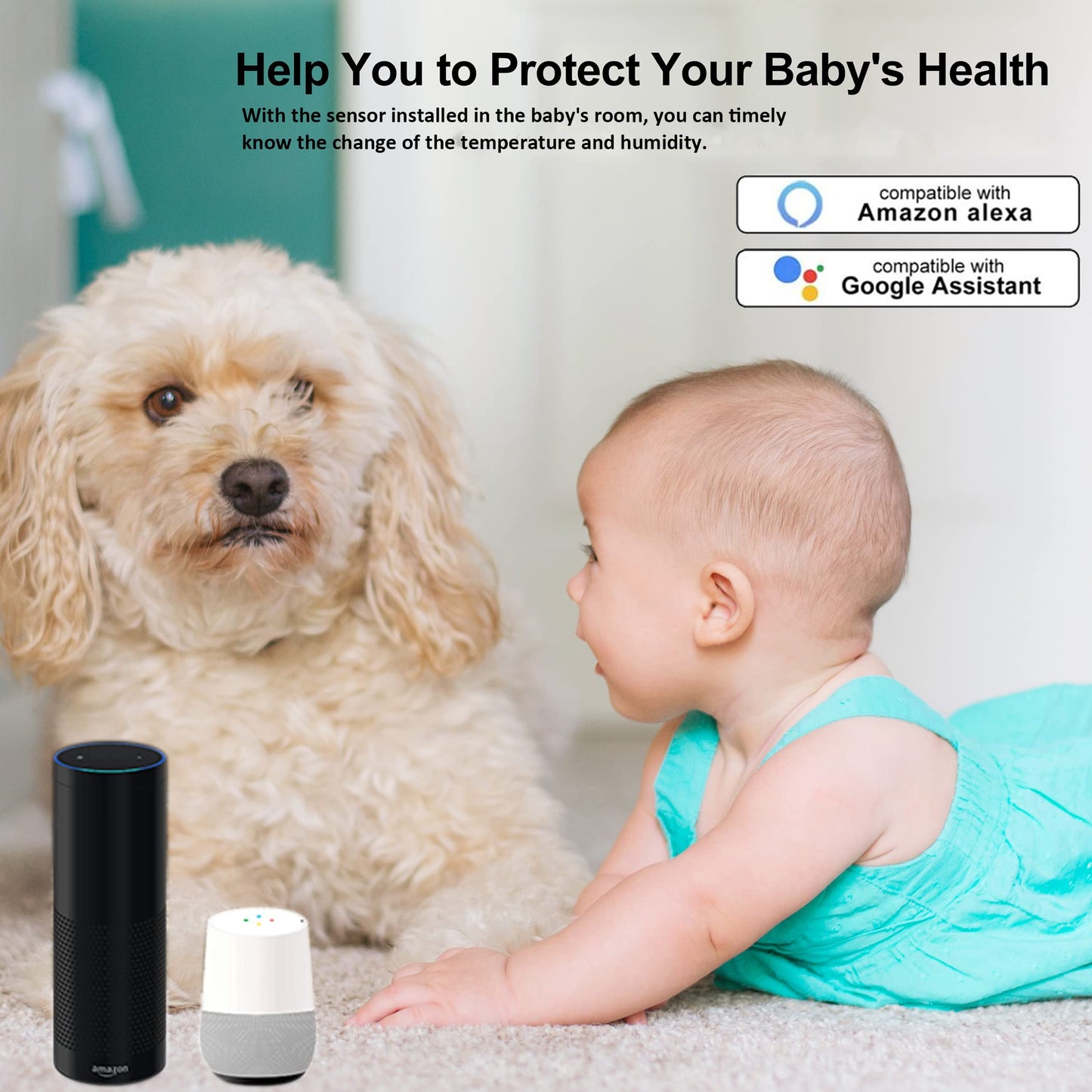 PHOVOLT WiFi Hygrometer Thermometer sensor for home, Indoor Outdoor Wireless Temperature Humidity Sensor Monitor with Remote App Notification Alert,