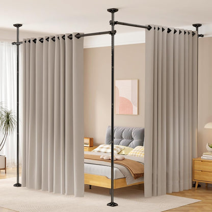 Room Divider No Drilling Curtain Rod Wall Divider for Room Separation