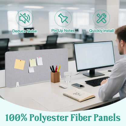 uyoyous 4 Pcs Acoustic Desk Divider Desk Partition 31.5 x 15.75 Inch Table Freestanding Up Privacy Panel Protective with Clamps Visual Distraction