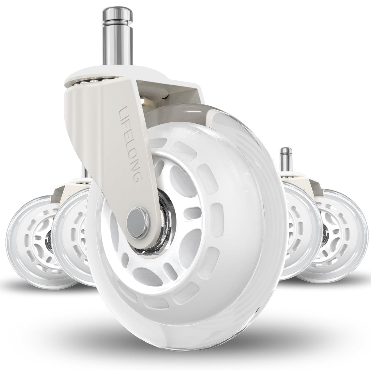 Office Chair Wheels Replacement Rubber Desk Chair Casters for Hardwood Floors and Carpet, Set of 5