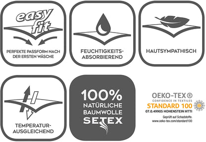Setex kalmuck mattress protector, corner rubber, 100% cotton, classic, raw white, 2107, Cotton, natural, 180 x 200 cm