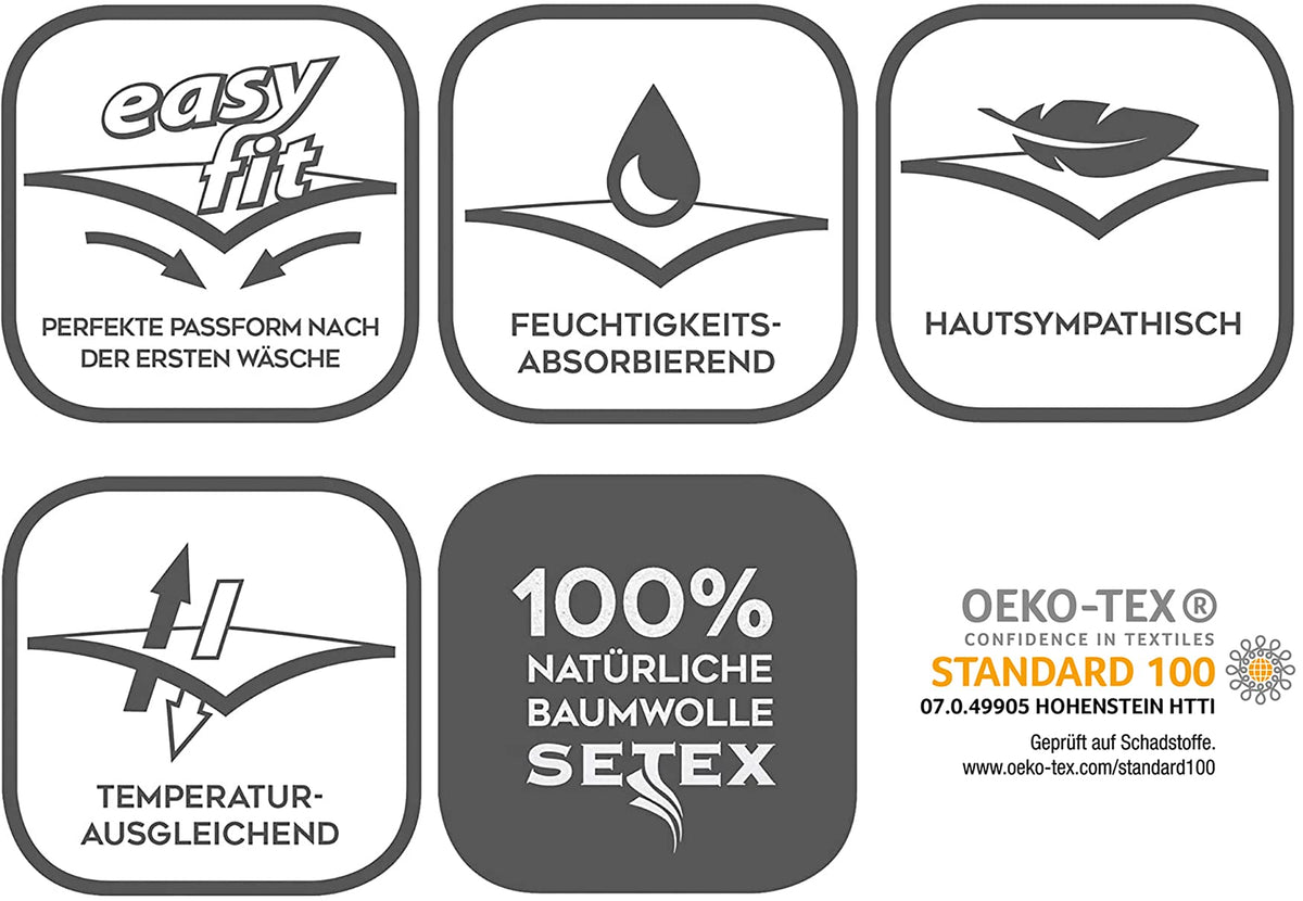 Setex kalmuck mattress protector, corner rubber, 100% cotton, classic, raw white, 2107, Cotton, natural, 140 x 200 cm