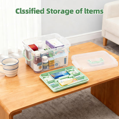 Esilihom Medicine Storage Box, 2-Layer Medication Box With Lid, Multi-Grid First Aid Box, Medicine Cabinet, Medication Storage Organiser