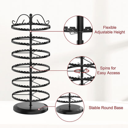 TANOSAN Rotating Earring Holder Organizer Metal Stand Display, 6 Tier Black