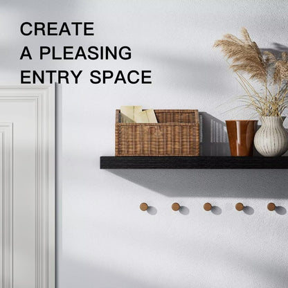 STOREMIC Floating Shelves Black Shelves 60cm, Set of 2 Shelves Easy to Install, Modern Decorative Wall Shelves with Large Storage for Bedroom,