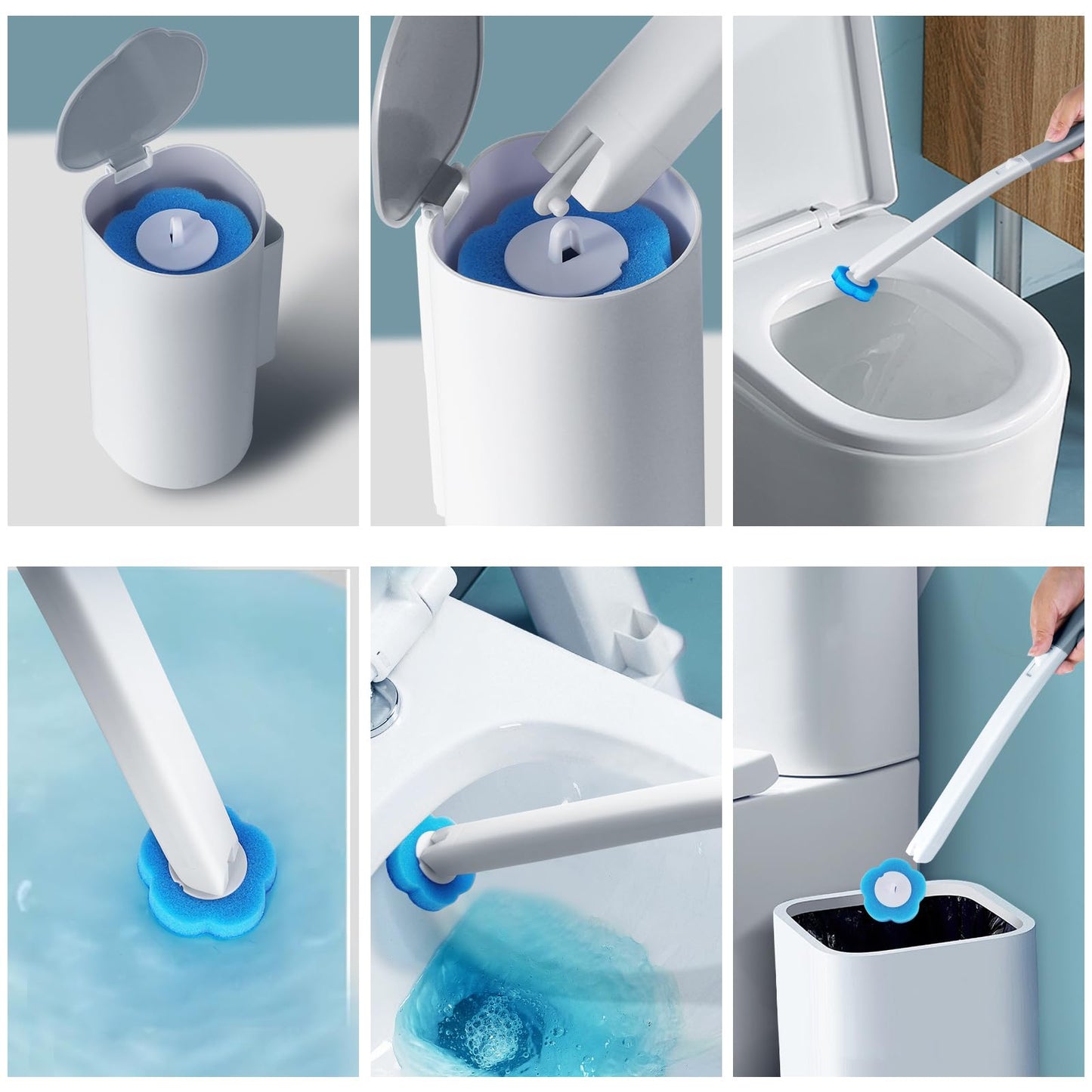 ANOMM 36Pcs Disposable Toilet Brush Replacement Head,Blue-Ocean Fresh Scent