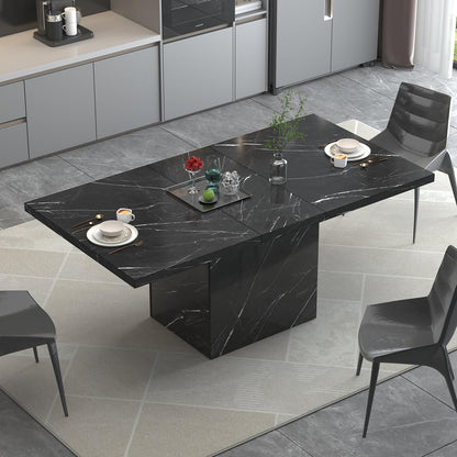 HSH Dining Table Modern Rectangle Kitchen Dinner Table 140cm Black Marble