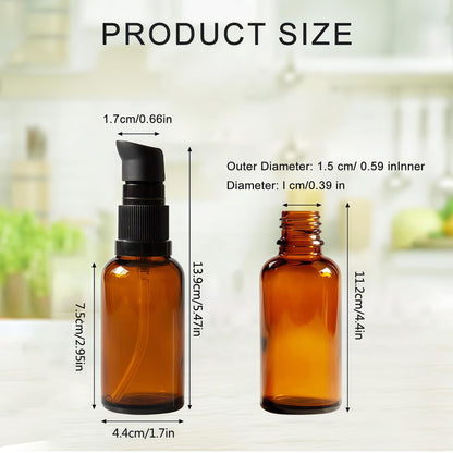 TUPANDY 3PCS 100ml/3.3oz Amber Glass Lotion Bottles Empty Refillable Cosmetic Makeup Travel Size Pump Dispenser Container Jars for Aromatherapy