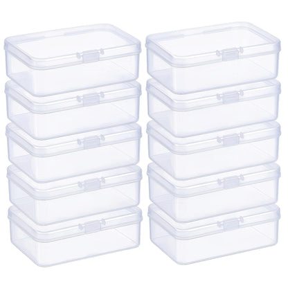 LJY 10 Pack Plastic Storage Boxes with Lids 12.5 x 8.5 x 3.5 cm, Clear