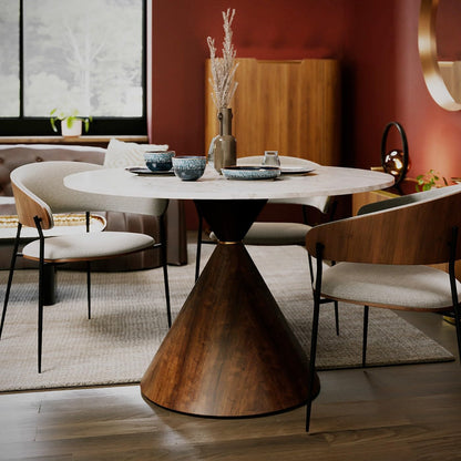 Kare Design Table Cono Ceramic, white and brown, Diameter 120 cm