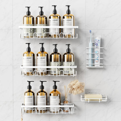 Deyhoc 5 Pack Rustproof Stainless Steel Shower Caddy - White