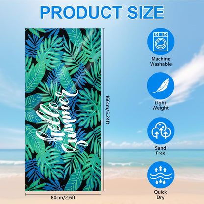 flintronic Microfiber Oversized Lightweight Beach Towel 160x80cm Extra Large Thin Sand Free Towels Travel Swim Pool Camping for Adults Women Men