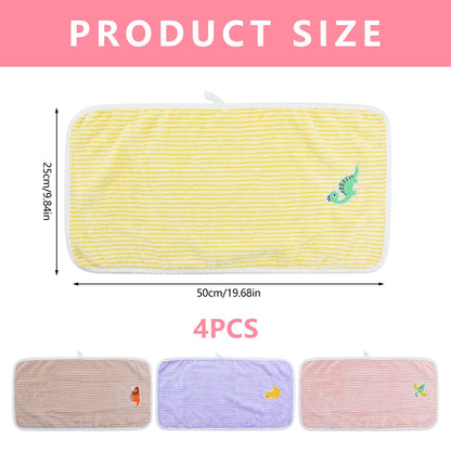 Fadcaer 4 Pcs Soft Kids Washcloth Towels with Embroidered, Multicolor Children's Facial Towel