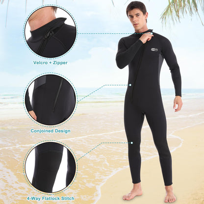 Wetsuit for Men, Mens Wetsuits Full Length Wetsuit, 3mm Neoprene Wet Suit Mens Wetsuit Wet Suits for Diving Snorkeling Swimming Surfing