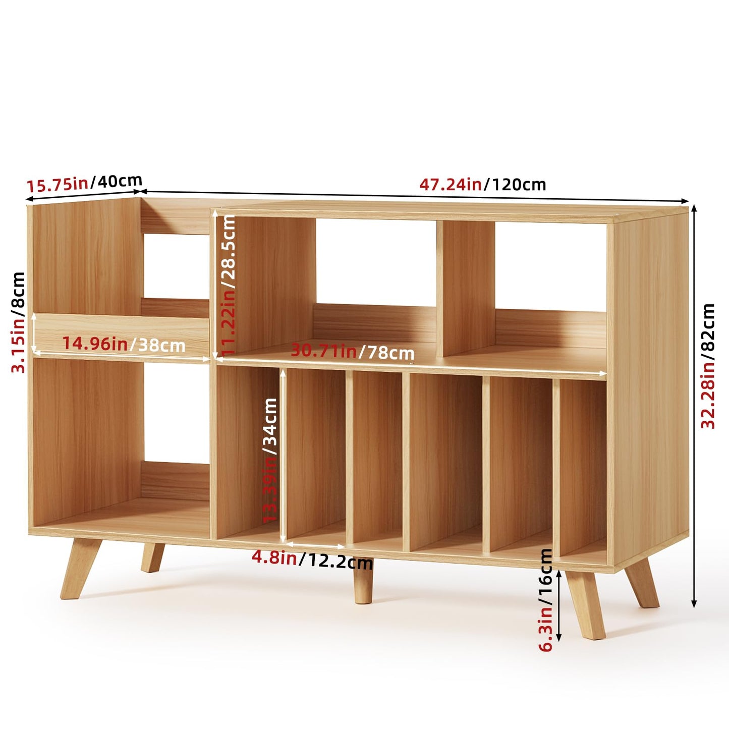 LELELINKY Large Record Player Stand, Turntable Stand with Storage, Vinyl Holder with Display Area, Record Player Table Holds Up to 450 Albums
