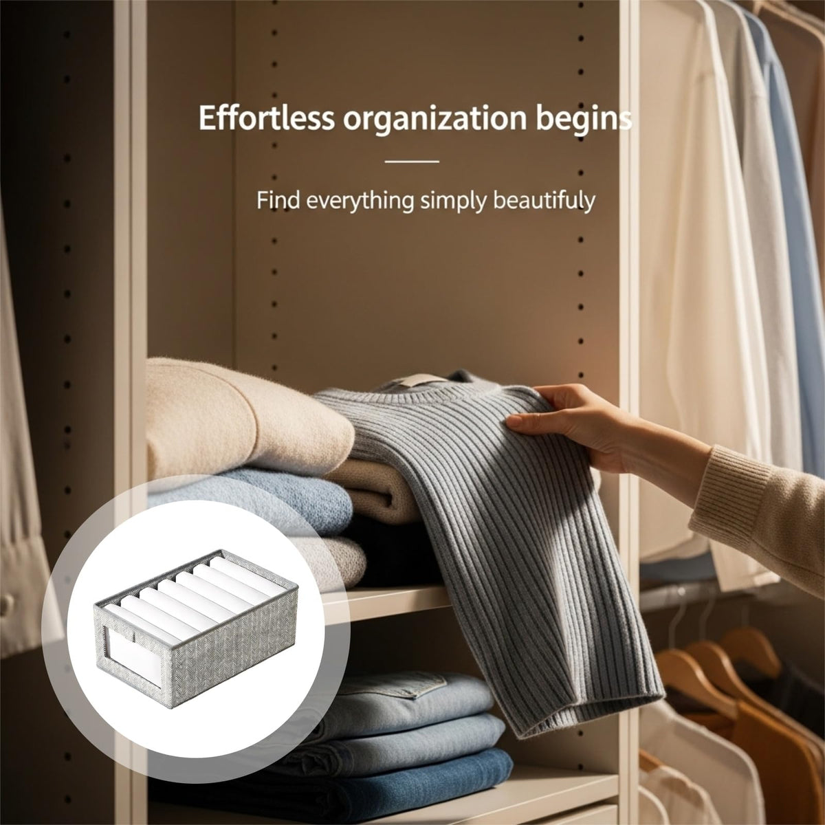 Toyosport 3 Pcs Large Clothes Storage Boxes with Clear Window, 17.3x11.8x7.9 in Foldable Wardrobe Organiser, Long-lasting Fabric Bins for Clothes