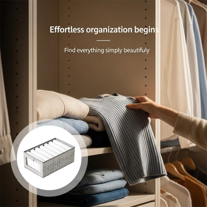 Toyosport 3 Pcs Large Clothes Storage Boxes with Clear Window, 17.3x11.8x7.9 in Foldable Wardrobe Organiser, Long-lasting Fabric Bins for Clothes