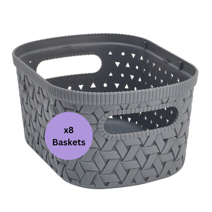 Store & Order Stackable Extra Small Storage Basket x8, Decorative Plastic Box, Multi-Functional Boxes for use around the home
