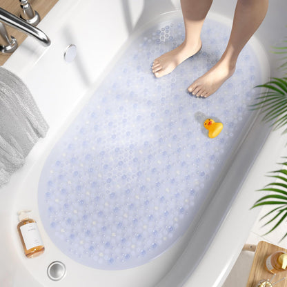 HITSLAM Oval Bath Mat Non Slip Anti Mould Kids Shower Mat, 68x38cm, Clear