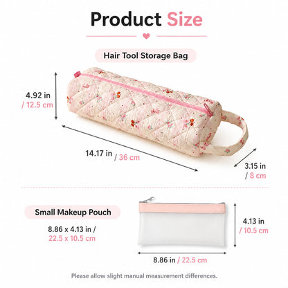 Hair Dryer Bag, Floral Pattern Portable Hair Tool Bag with Storage Bag