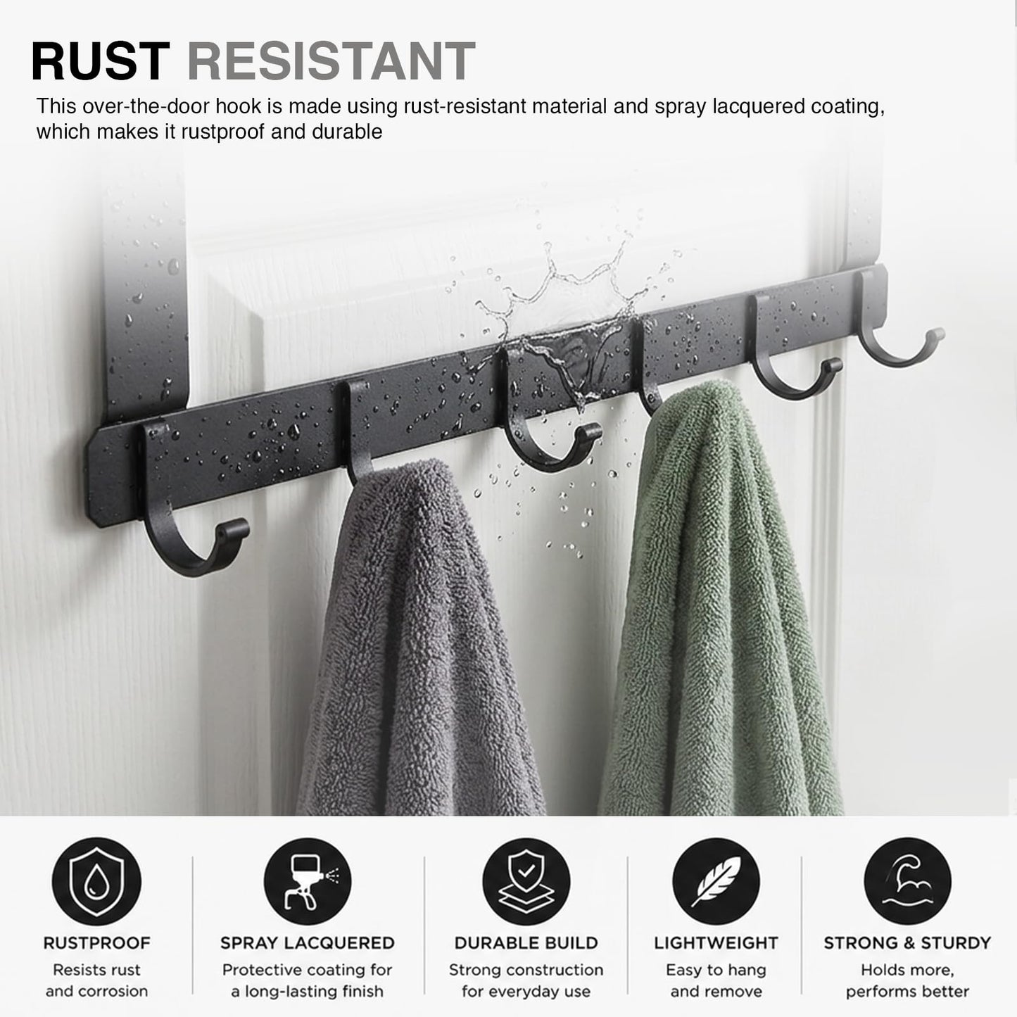 6 Over Door Hooks Door Hanger Rack No Drill Coat Towel Robe Holder