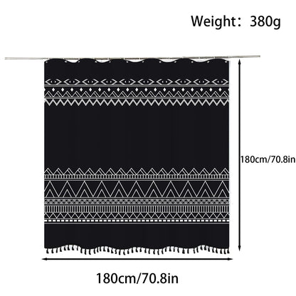 FAIRYGATE Shower Curtains Mould Proof Resistant Waterproof Polyester Shower Curtain With Hooks Black Bath Curtain Bathroom Curtains B8405