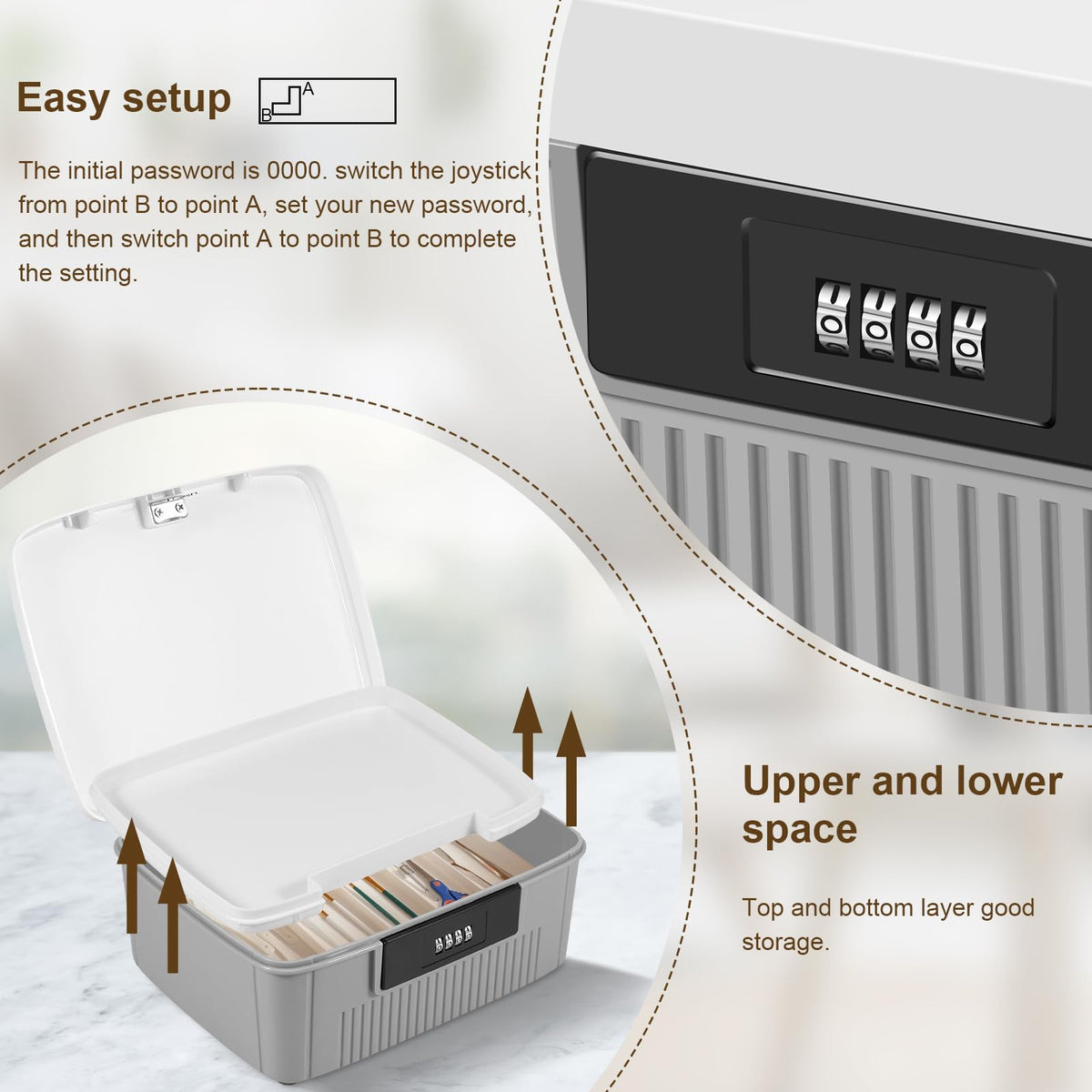 Dandelionsky Lockable Box Large Medicine Box with Combination Lock, 25×20×10cm Fridge Box with Built in Removable Tray