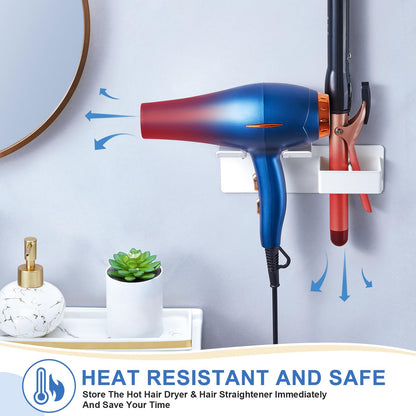XILIMEN Hair Dryer Holder Wall Mounted, Hair Straightener Holder Metal, Adhesive Hair Dryer and Straighteners Holder