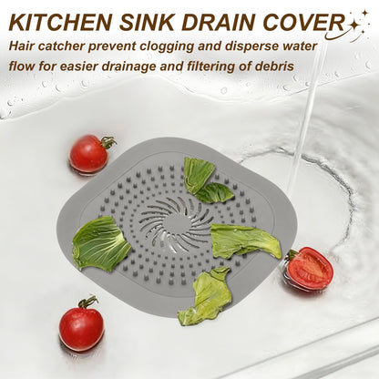 sourcing map 2 Pcs Square Drain Cover, 5.9 Inch Shower Hair Catcher Drain Cover for Shower Room Bathtubs Kitchen Sink Laundry Room, Black