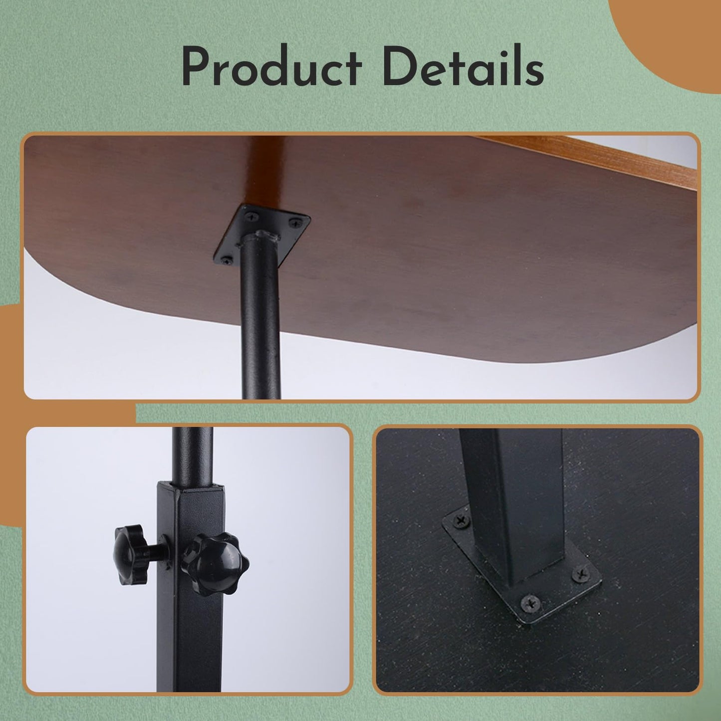 C-Shaped Side End Table, Adjustable Height Sofa Side Table, 360 Degree Rotating TV Tray, Perfect for Small Spaces, Sliding Rotating Bedside Table