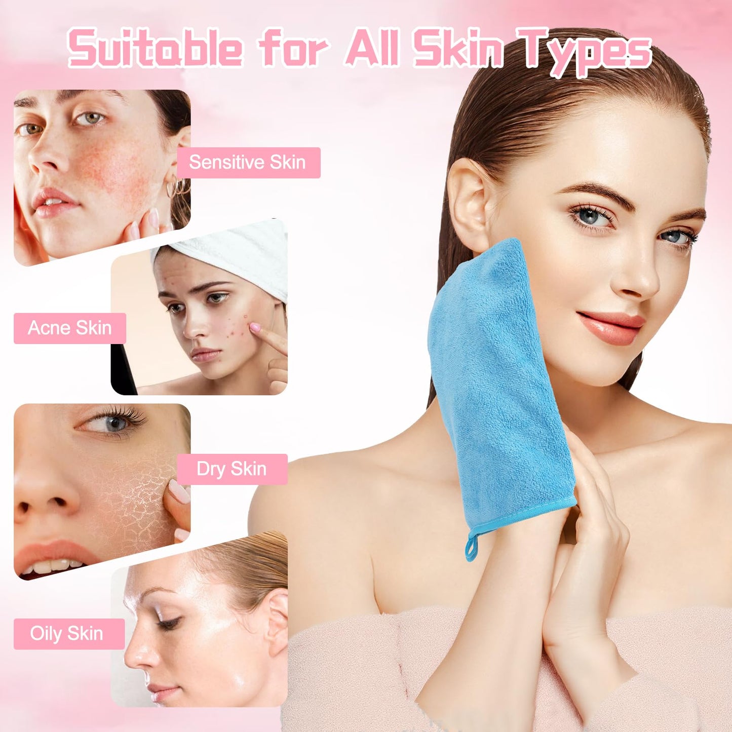 PHOGARY Microfibre Face Body Wash Mitts, Lightweight Absorbent Soft Wash Cloth for Face Body, Makeup Remover Mitt, Bath SPA Washcloth, 21×15cm,10pcs