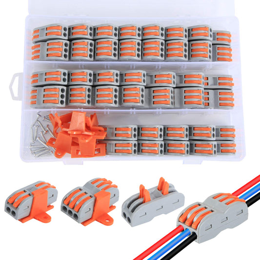 70pcs Compact Wire Conductor Connector?Aigreat Assortment Conductor,Wire Connectors for 2 and 3 Circuit Inline Splices, Electrical Connectors Blocks ?