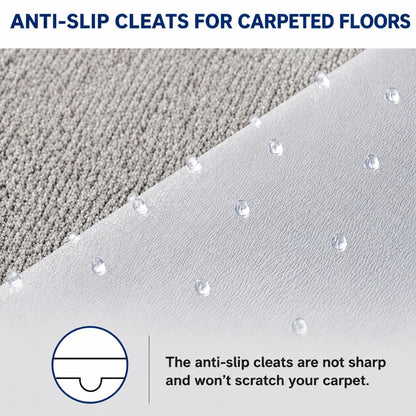 Thickened Office Chair Mat for Carpet, 100×100cm Round, 3mm Thick Clear Heavy Duty Floor Protector with Anti-Slip Particles for Office & Home