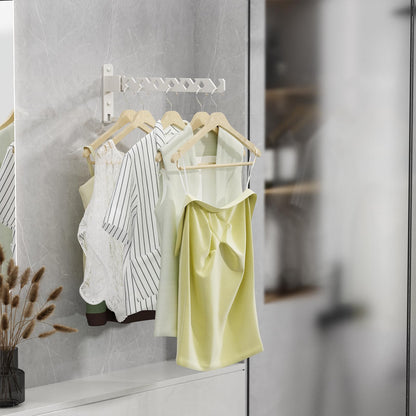 Wall Mounted Clothes Drying Rack, Wall Clothes Hanger Foldable, Laundry Hanger Hook for Bathroom, Wall Clothes Rack Indoor, Perfect for Small Spaces