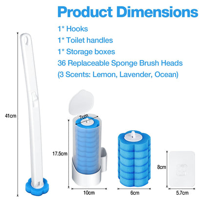 ANOMM Toilet Wand Kit with 36 Replacement Heads and 1 Extended Handle