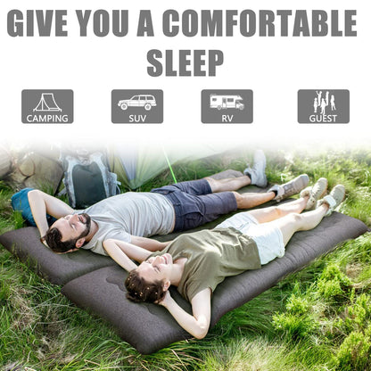MAXYOYO Portable Foldable Futon Mattress, Hypoallergenic Fabric and High-Density Foam Mattress Pad with Handle and Zipper (Grey, 90x190 cm)