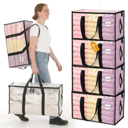 Velway 95L Moving Bags 6 Pack, Clear Heavy Duty Storage Bags