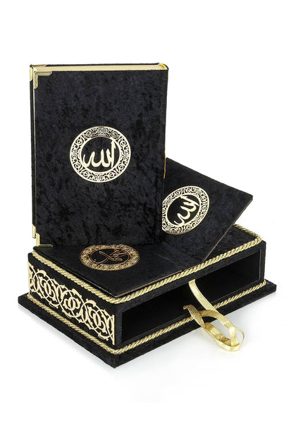 ihvan online, The Holy Arabic Quran Gift Set, Book Stand Holder, Desktop Quran Holder, Rehal, Velvet Covered Chest Rihal