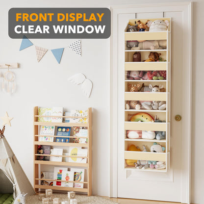SpaceAid 1 Pack Over The Door Organizer with 5 Large Pockets and 10 Mesh Side Pockets, 5 Layers Door Organizer Hanging with Clear Window for Bedroom