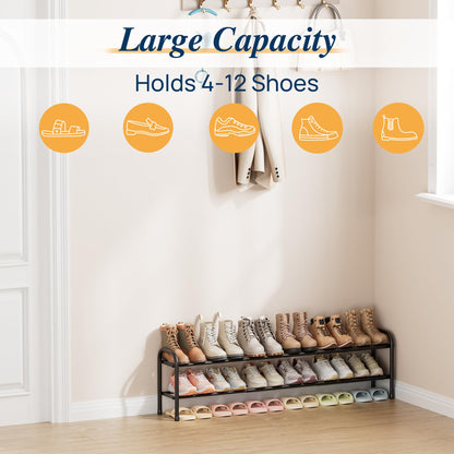 ENJOYBASICS 2 Levels Expandable Shoe Rack, Adjustable Metal Shoe Storage