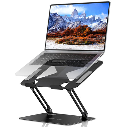 TECKNET Laptop Stand for Desk, Ergonomic Foldable Laptop Riser, Black