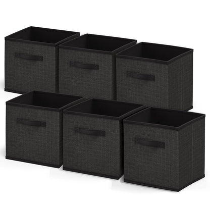 Nestl Cube Storage Bins, Foldable 6 Cube Storage Organizer Bins, Fabric Storage Cubes, Storage Basket with Handles, Black Closet Storage Bins