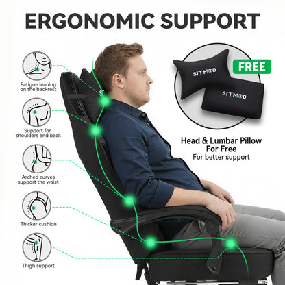 Fabric Gaming Chair with Footrest, Pocket Spring Cushion,Big Tall Ergonomic