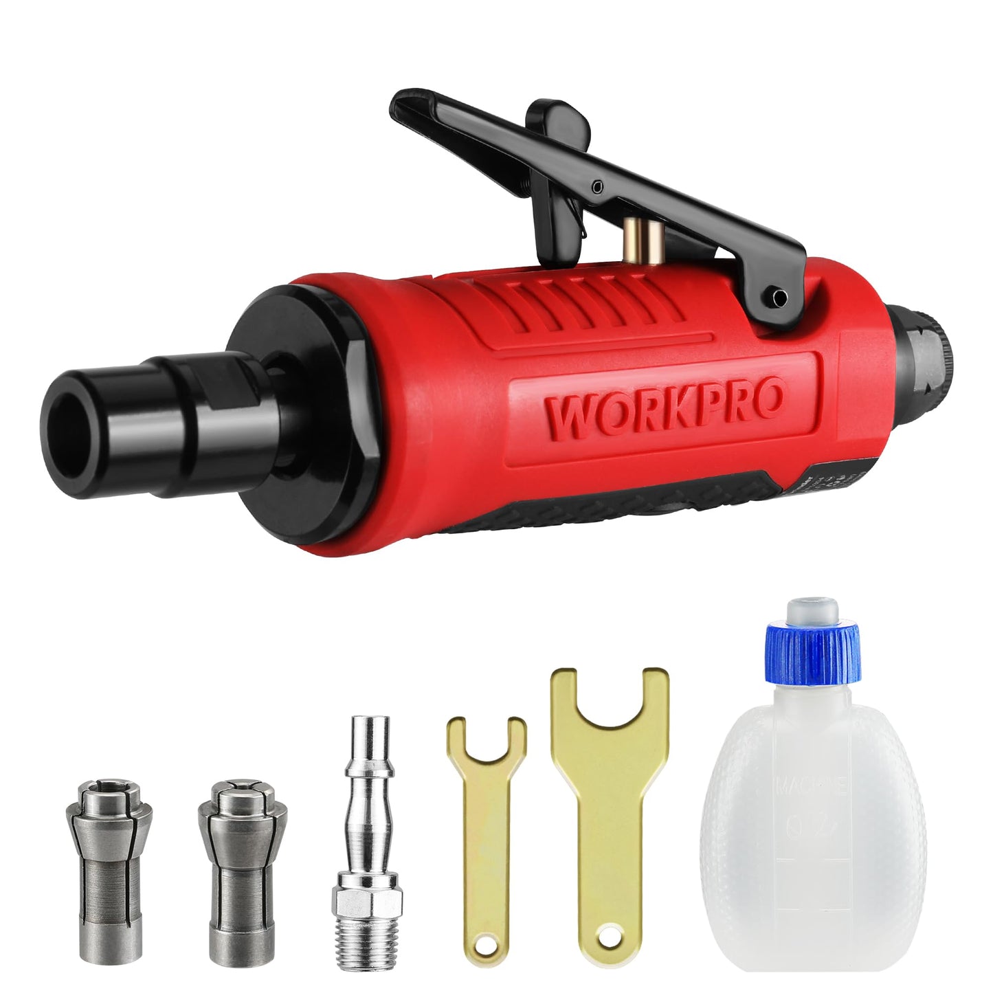 WORKPRO Air Die Grinder 1/4" 1/8", Pneumatic Mini Straight Grinder with Safety Lock for Polishing, Grinding, Rust Removal of Metal, Wood, Plastic