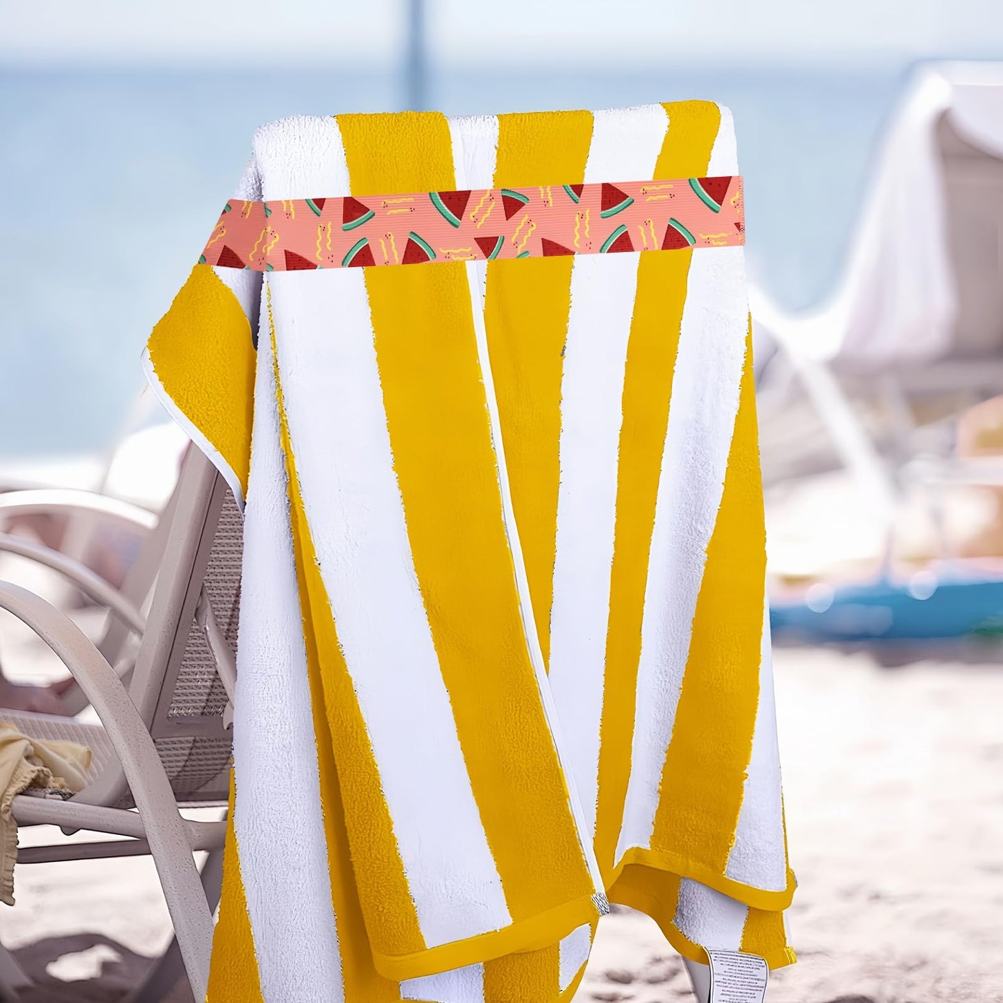 Beach Towel Bands, Beach Towel Bands for Sun Loungers, 5 Styles,30x5cm 5Pcs