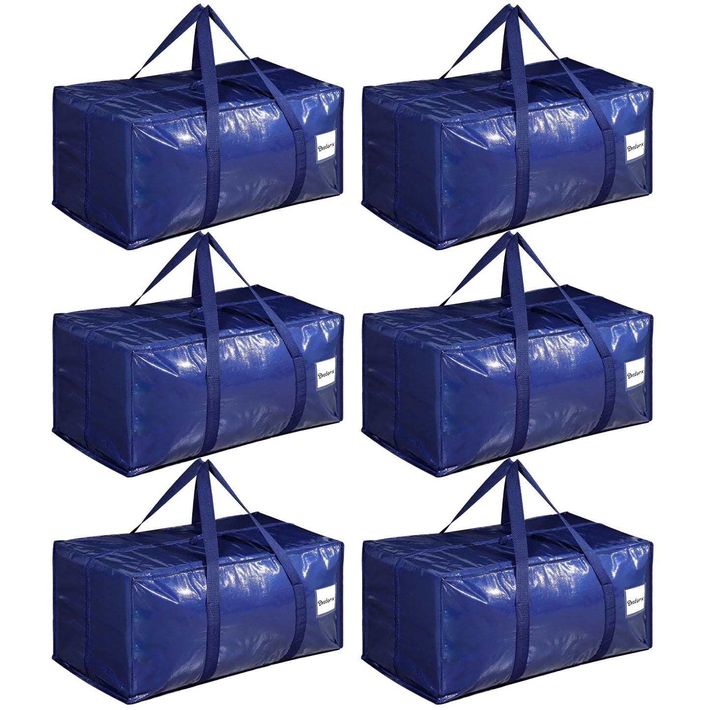Dntorx 6 Pack Moving Bags with L Zip, 90L Heavy Duty Storage Totes, Blue