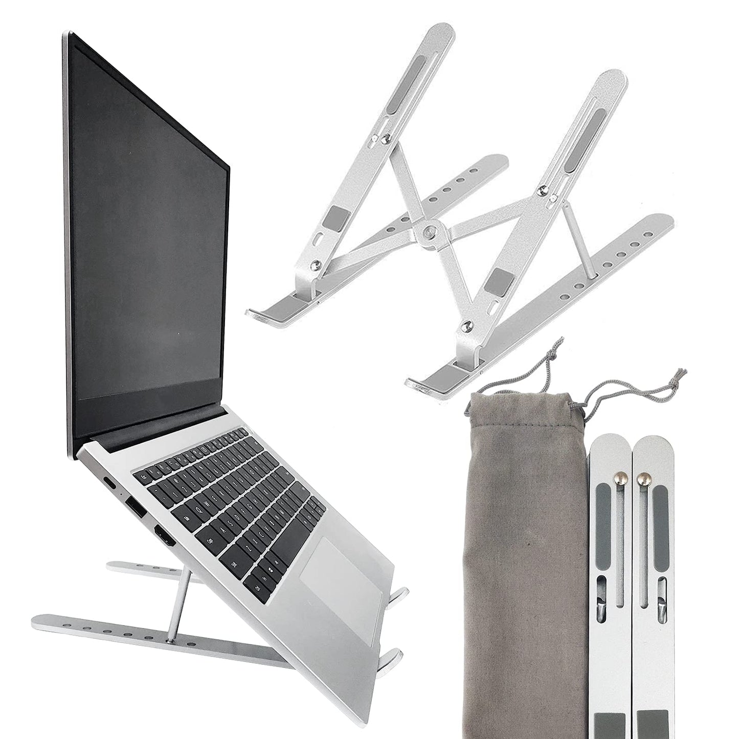 YIKUROOS Laptop Stand, Laptop Stand for Desk, Adjustable Ergonomic Portable Aluminum Laptop Stand, 7 Angle Anti-Slip Computer Stand